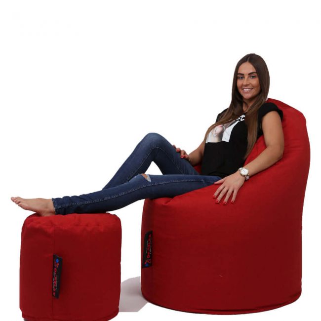 Dr.Relax Comfort+Puff babzsákfotel Bútorszövet - Piros