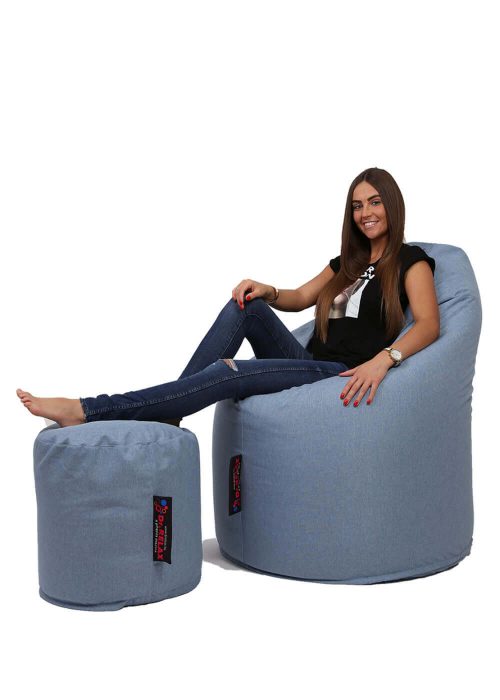 Dr.Relax Comfort+Puff babzsákfotel Bútorszövet - Kék