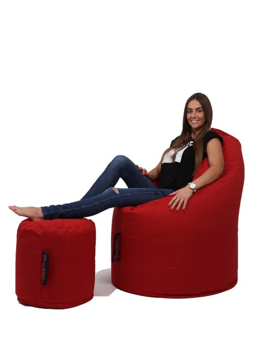 Dr.Relax Comfort+Puff babzsákfotel Bútorszövet - Piros