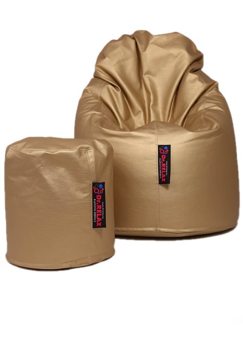 Dr.Relax Comfort+Puff babzsákfotel textilbőr - arany