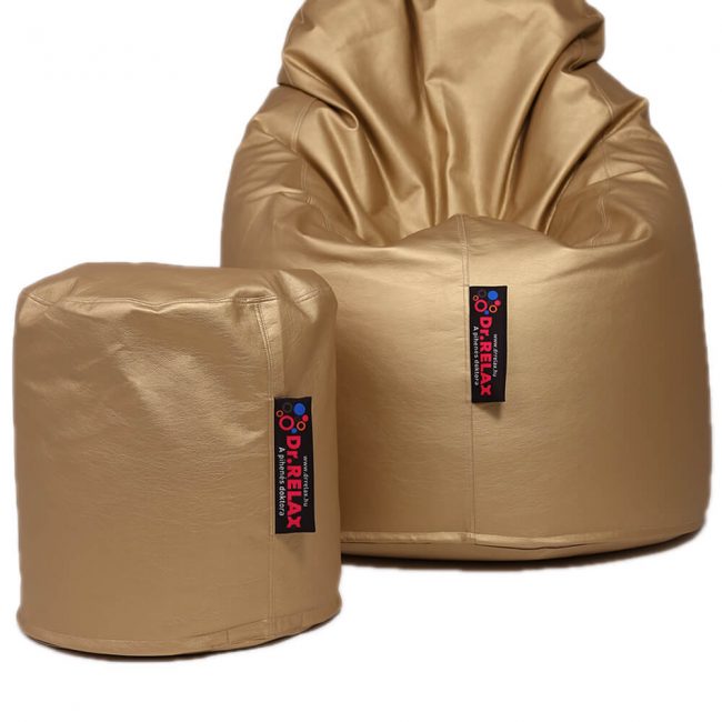 Dr.Relax Comfort+Puff babzsákfotel textilbőr - arany