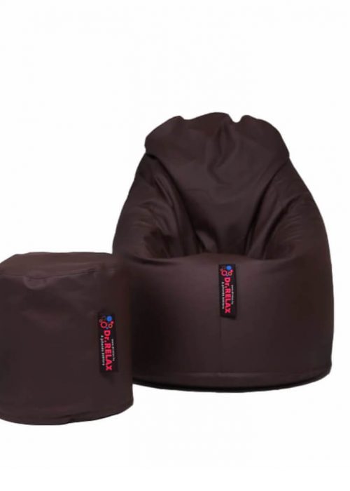 Dr.Relax Comfort + Puff babzsákfotel textilbőr - sötétbarna